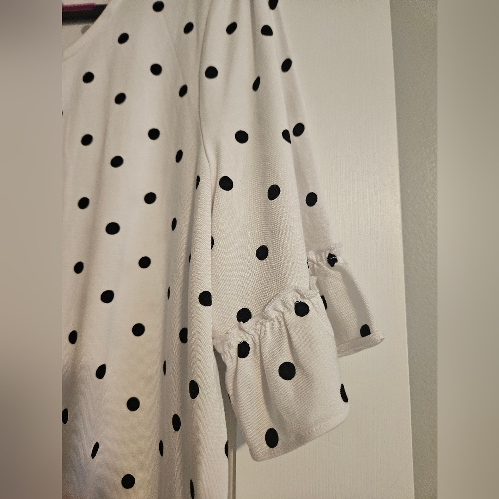 Talbots Polkadot Ruffle Sleeve Top - Picture 2 of 4
